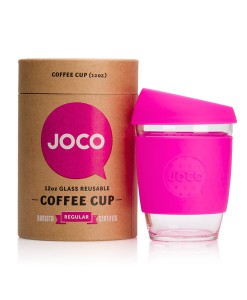 JOCO Kaffeebecher aus Glas in pink auf www.mina-lola.com