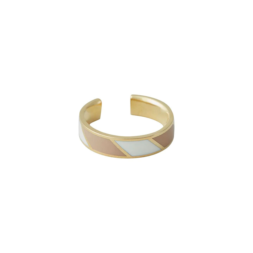 Ring Gestreift in Beige Weiß von Design Letters