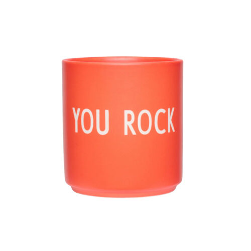 Lieblingsbecher mit Aufschrift YOU ROCK in orange Design Letters