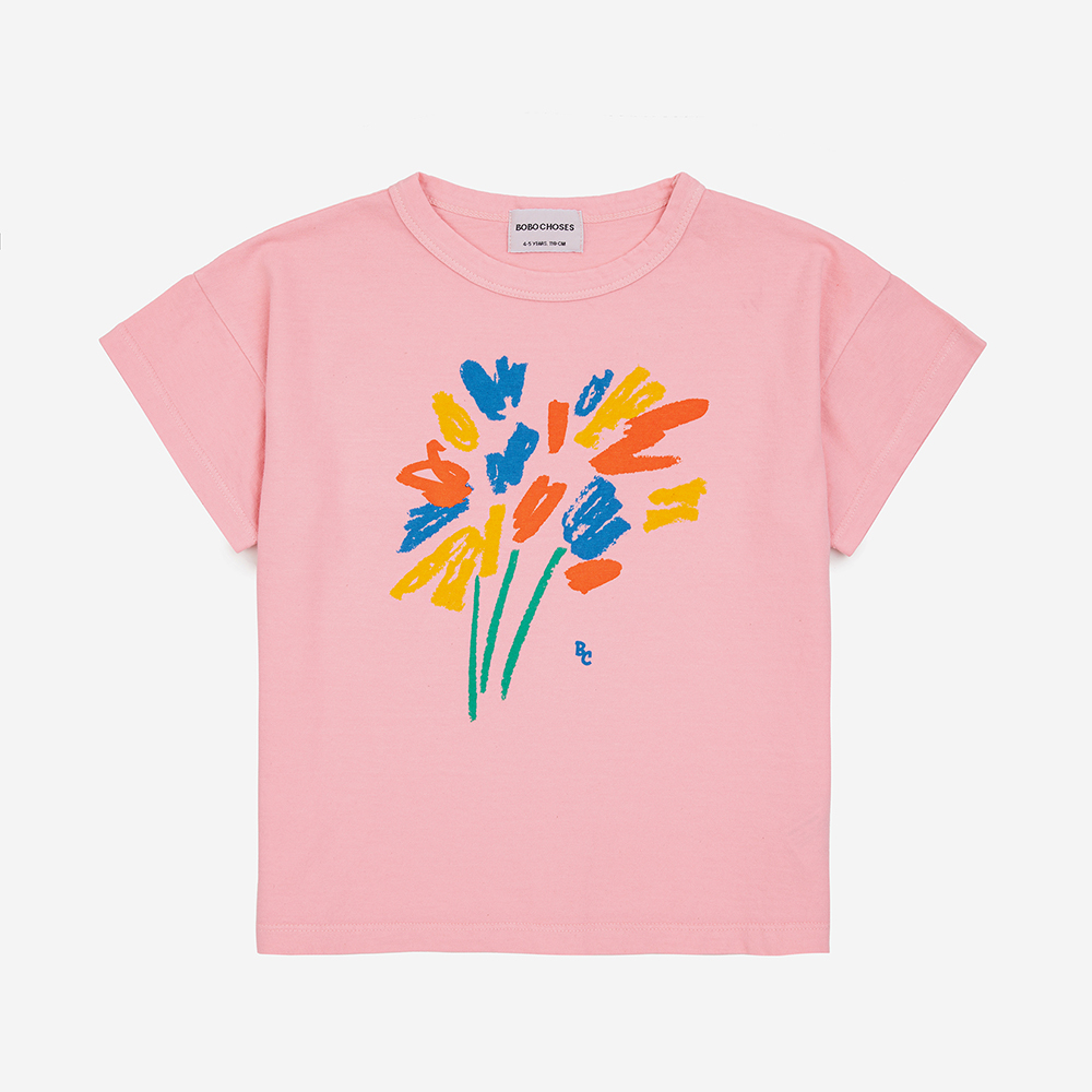 Rosa T-Shirt mit Blumenstrauß von Bobo Choses kids