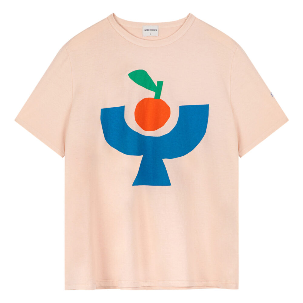 Peach Farbenes T-Shirt mit Tomato Plate Print von Bobo Choses Adults