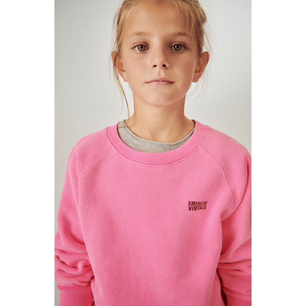 Mädchen mit Sweatshirt IZUBIRD Fluo Pink Kinder American Vintage
